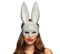 Boland 00231 - Masque de lapin Bunny Diamant avec strass et bande élastique, lapin scintillant à longues oreilles pour le carnaval, les soirées à thème et les déguisements