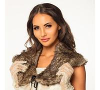 Boland 00459 Étole en fausse fourrure Marron/beige avec ruban de satin