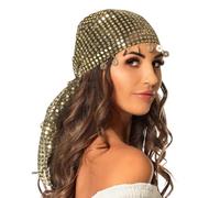 Boland 00460 - Foulard danseuse du ventre, bandana avec paillettes et pièces de monnaie, diseuse de bonne aventure, femme pirate, costume, carnaval, fête à thème