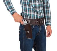 Boland 00579 - Licol et ceinture de cowboy, 114 cm, similicuir, marron foncé, Far West, accessoire, porte-armes, fête de carnaval