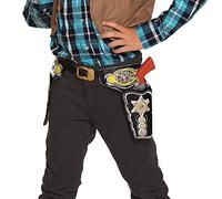Boland 00581 - Licol Cowboy Double Deputy, Noir, Ceinture avec Boucle dorée, pour Enfant, env. 103 cm, Aspect Cuir, Carnaval, Halloween, fête à thème, Anniversaire, Carnaval, déguisement, théâtre