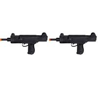 Boland 00611 Sammy Gun, Fusil, Pistolet, Jouet, en Plastique Noir, avec Bruit, 38 cm de Long, Carnaval, Halloween, fête à thème, Anniversaire, Maison, Argent, Gangster, Soldat, SWAT (Lot de 2)