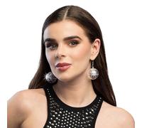 Boland - 00749 - Boucles d'oreilles boule disco avec lumière LED, bijoux fantaisie lumineux pour carnaval, discothèque, festival