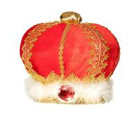 Boland 01237 - Chapeau Roi Couronne, Couronne, Cérémonie, Rouge, Velours, Doux, Or, Pierres précieuses, Carnaval, Halloween, Carnaval, Halloween, Fête à thème, Déguisement, Théâtre, Accessoire