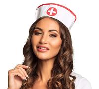 Boland 01380 - Coiffe Infirmière, pour adultes, blanc-rouge, chapeau, casquette, bonnet, médecin, costume, carnaval, fête de thème, JGA