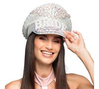 Boland - 01435 - Casquette Diamond Bride, casquette à visière argentée avec paillettes, chapeau pour déguisements, JGA, carnaval et fête à thème