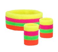Boland - 01889 - Bandeaux et Bracelets en Couleurs Fluo, 3 pièces, Accessoires pour Le Carnaval et la fête à thème, Costume des années 90