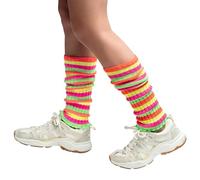 Boland - 01911 - Chauffe-jambes pour adultes, manchettes rayées en couleurs néon, années 90, accessoires pour déguisements de carnaval