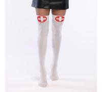 Boland - 02254 Chaussettes auto-serrant Nurse pour adultes, blanc/rouge, taille unique