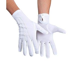 Boland 03081 - Gants XL blancs, avec bouton pression, taille unique, adulte, coutures brodées sur le dos de la main, Noël, Saint-Nicolas, carnaval, Halloween, fête à thème, déguisement, théâtre