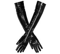 Boland 03162 - Gants Opera Kinky 1 paire de manchettes noires aspect cuir avec fermeture éclair pour costume, carnaval, fête à thème, Halloween