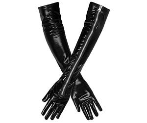 Boland 03162 - Gants Opera Kinky 1 paire de manchettes noires aspect cuir avec fermeture éclair pour costume, carnaval, fête à thème, Halloween