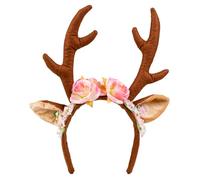 Boland 04276 Serre-tête renne avec oreilles et fleurs Marron/rose