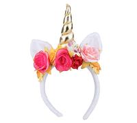 Boland Serre-tête Rosy Unicorn multicolore avec fleurs – Carnaval, fête à thème