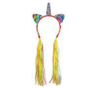 Boland - 04528 - Tiare licorne avec cheveux synthétiques et paillettes, serre-tête pour carnaval, fête à thème et jeux de rôle, costume de conte de fées