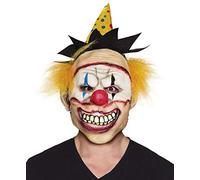 Boland 10134365 Freaky Clown Masque de tête en Latex avec Chapeau et Cheveux Multicolore