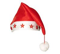 Boland 13402 - Bonnet de Noël Santa Stars avec étoiles clignotantes pour homme et femme - Bonnet rouge et blanc avec pompon oscillant sur le fil - Noël, carnaval, fête à thème, décoration de fête