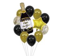 Boland 13476 - Set de ballons Happy New Year, 2 ballons en plastique et 10 ballons en latex avec accessoires, décoration de fête pour le Nouvel An