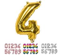 Boland - Ballon de baudruche numéroté, taille 36 cm, doré, ballon numéroté, numéro, ballon de baudruche, anniversaire, anniversaire d'enfant, décoration, cadeau