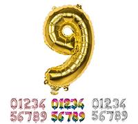 Boland - Ballon de Baudruche Numéroté, Taille 36 cm, Doré, pour Anniversaire d'Enfant, Décoration et Cadeau