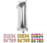 Boland 22011 Ballon en Mylar numéro 1 (36 cm), Argent, Couleur