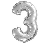 Boland 22013 Ballon en mylar chiffre 3 Argenté 36 cm