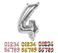 Boland 22014 Ballon gonflable chiffre 4 Argent 36 cm