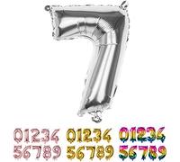 Boland 22017 Ballon en mylar chiffre 7 (36 cm), argent, couleur