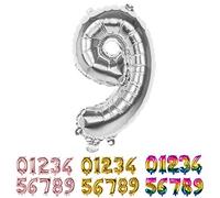 Boland 22019 Ballon Gonflable Chiffre 9 Argenté 36 cm