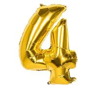 Boland 22024 - Ballon nombre '4' Or 86 cm, Or, Ballon numéroté, Numéro, Ballon, Air, Anniversaire, Jubilé, Anniversaire enfant, Cadeau
