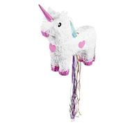 Boland 30932 - Piñata licorne - Dimensions : 47 x 39 cm - Blanc et rose - Carton - Piñata à frapper - Pour anniversaire, fête à thème, fête, anniversaire d'enfant, décoration, bonbons, cadeaux