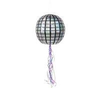 Boland 30948 - Pull Pinata Boule disco Diamètre 30 cm 20 rubans à remplir - Jeu de fête d'anniversaire d'enfant - Cadeau - Idée cadeau surprise, Multicolore