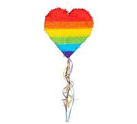 Boland 30965 - Piñata à tirer en forme de cœur arc-en-ciel - Dimensions : 37 x 36 x 7,5 cm - À remplir avec des bonbons et des confettis - Pour fête, anniversaire, cadeau