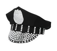 Boland 33029 - Casquette de police avec pierres décoratives et insignes, chapeau pour policier, chapeau de police pour carnaval et JGA, déguisement de carnaval