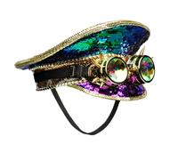 CASQUETTE LUNETTES SEQUINS COLORÉ FESTIVAL ADULTE