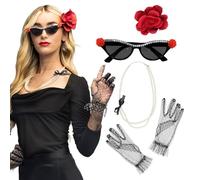 Boland 33218 - Kit vintage années 50, accessoires de déguisement pour femmes, accessoires rockabilly pour costumes de carnaval et soirées à thème