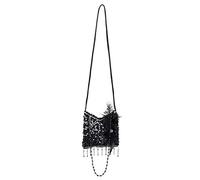Boland 36000 - Sac à main Flapper, noir, 19 x 19 cm, paillettes, perles, plumes, scintillement, charleston, années 20, carnaval, mascarade, fête à thème, déguisement, théâtre