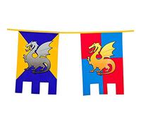 Boland 44000 - Chaîne de fanions chevaliers et dragons, longueur 6 m, décoration à suspendre avec château et armoiries, guirlande, décoration pour fête à thème, anniversaire ou carnaval