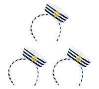 Boland 44356 - Tiara Navy Sailor avec casquette, serre-tête, marin, matelot, marin, marine, accessoire, serre-tête, couvre-chef, costume, fête de carnaval, carnaval (Lot de 3)