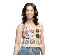 Boland 44590 - Top crocheté avec fleurs, taille M/L, chemise sexy pour discothèque ou soirée, costume pour carnaval et soirée à thème