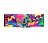 Boland 44602 - Bannière de décoration 80er Party, taille 74 x 220 cm, 80s, multicolore, murale, fête à thème, carnaval, disco, scène, anniversaire, motif léo, décoration suspendue
