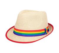 Boland 44634 - Chapeau de paille arc-en-ciel Pride, Progress, LGBTQ, couvre-chef, accessoire de déguisement pour CSD, carnaval et fête à thème, 58