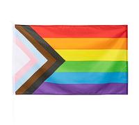 Boland 44661 - Drapeau LGBTQ Progress, 90 x 150 cm, Pride, Arc-en-ciel, CSD, décoration à suspendre, décoration de fête pour carnaval et fête à thème