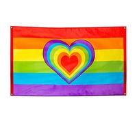 Boland 44721 - Drapeau en polyester arc-en-ciel, multicolore, taille 90 x 150 cm, avec Sillets métalliques, cSur, Christopher Street Day, hippie, homosexualité, décoration