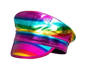 Boland 44737 - Bonnet de capitaine arc-en-ciel avec holographe - Parade de Saint Christophe Street Day - Bad Taste Party - Fête à thème - Carnaval