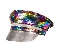 Boland 44759 Bonnet arc-en-ciel à paillettes réversibles, argent ou multicolore, pour adulte, chapeau CSD, carnaval, fête à thème,