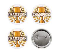 Boland 44775 - Lot de 4 Badges Champions - Diamètre 5,5 cm - avec trophée - Gagnant - Fête Sportive - Pom-Pom Girl - Fête