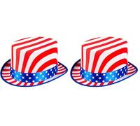 Boland 44963 - Chapeau USA Deluxe, tour de tête env. 56-61, casquette avec Stars and Stripes, Amérique, accessoire de déguisement pour le carnaval et la fête à thème (Lot de 2)