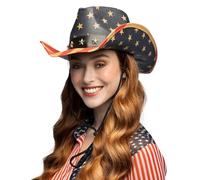 Boland 44978 - Chapeau de cowboy USA avec ruban, chapeau western pour soirée à thème ou carnaval, accessoire pour costumes de carnaval et enterrement de vie de jeune fille/garçon