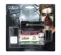 BOLAND 45095 Kit Maquillage Zombie Graisse Sang Théâtre Latex Liquide 1 Sachet de Viande Gruseleuse 1 Eponge 1 Applicateur 1 Zip Mixte Adulte Multicolore Taille Unique